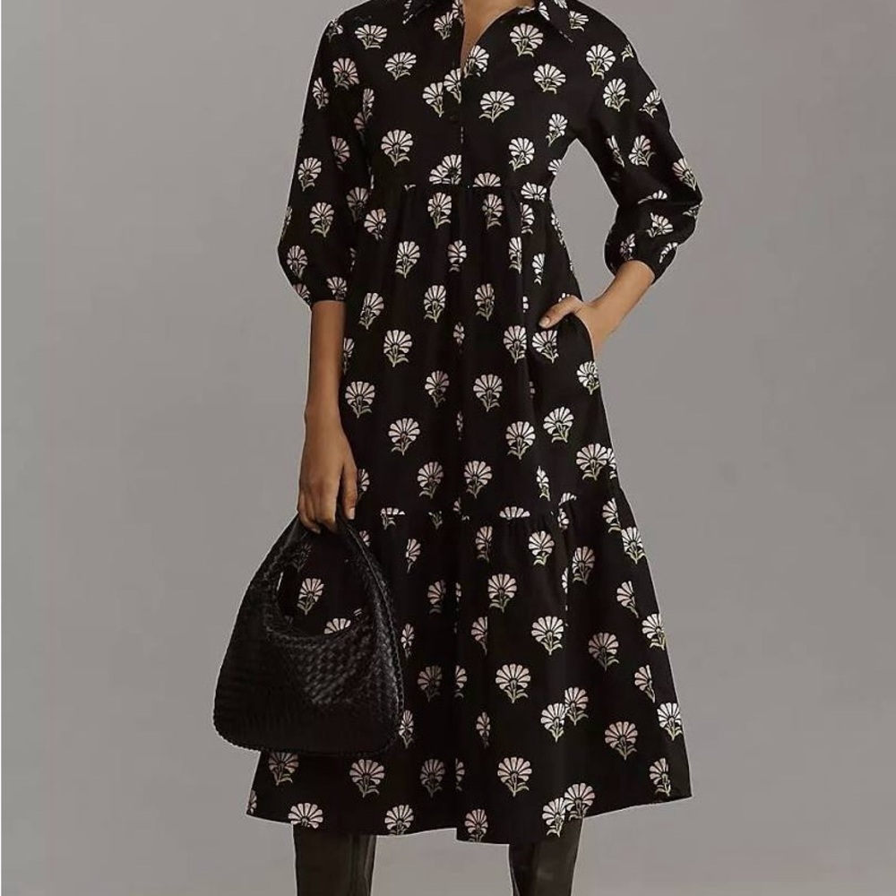 NWT Anthropologie Maeve Bettina Tiered Shirt Dress SM - Picture 5 of 7